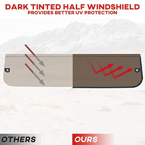 Dark Tinted Front for Polaris General XP 1000 16-25, Lightly Half Windshield