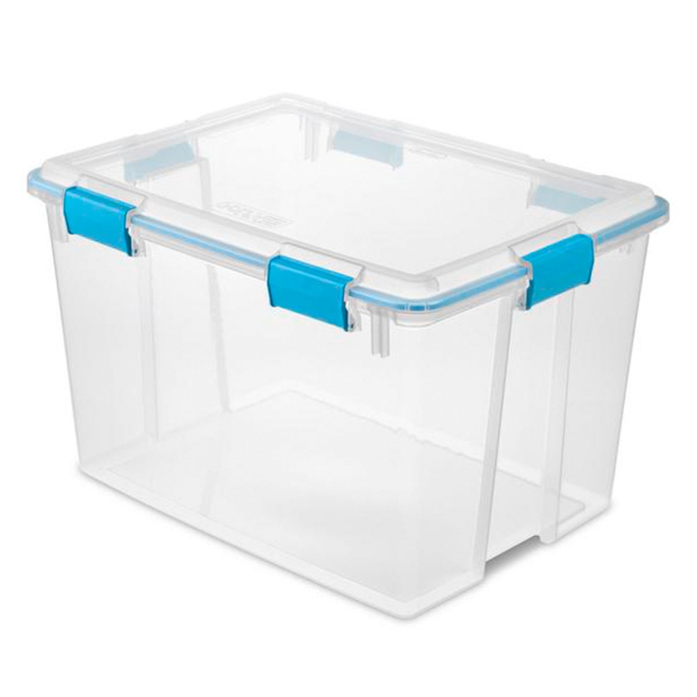 Sterilite 80-Qt Clear Plastic Stackable Storage Bin w/ Gasket Latch Lid, 12 Pack