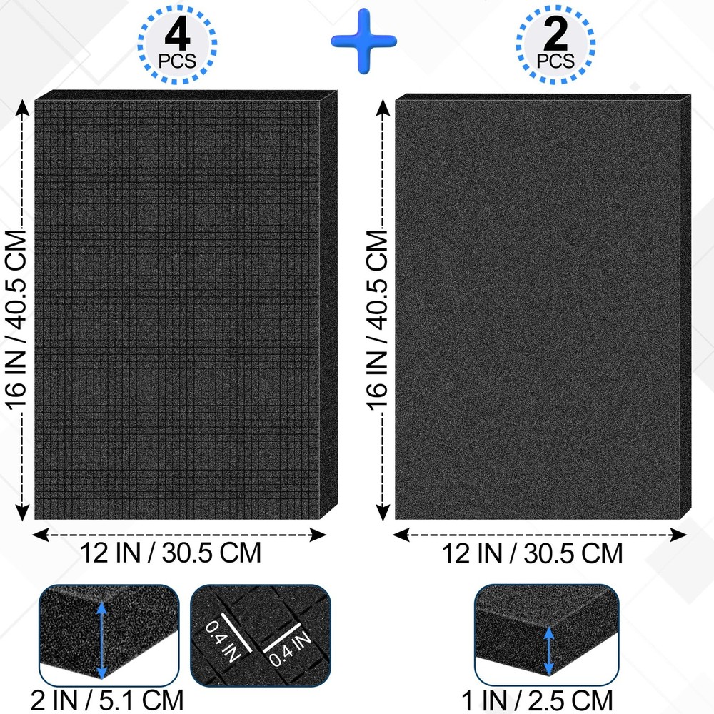 6 Pcs Pick and Pluck Foam Sheets 2 Size Polyurethane Pick Apart Foam Inserts ...