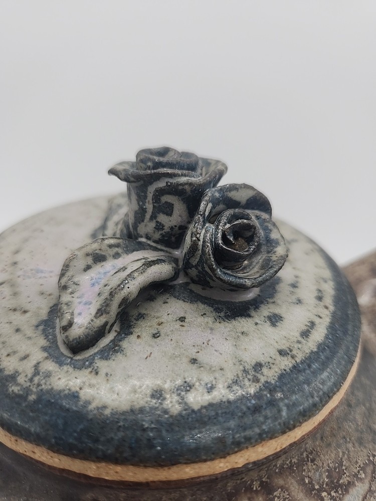 Studio Art Pottery Teapot Signed TAMI Earthenware Roses