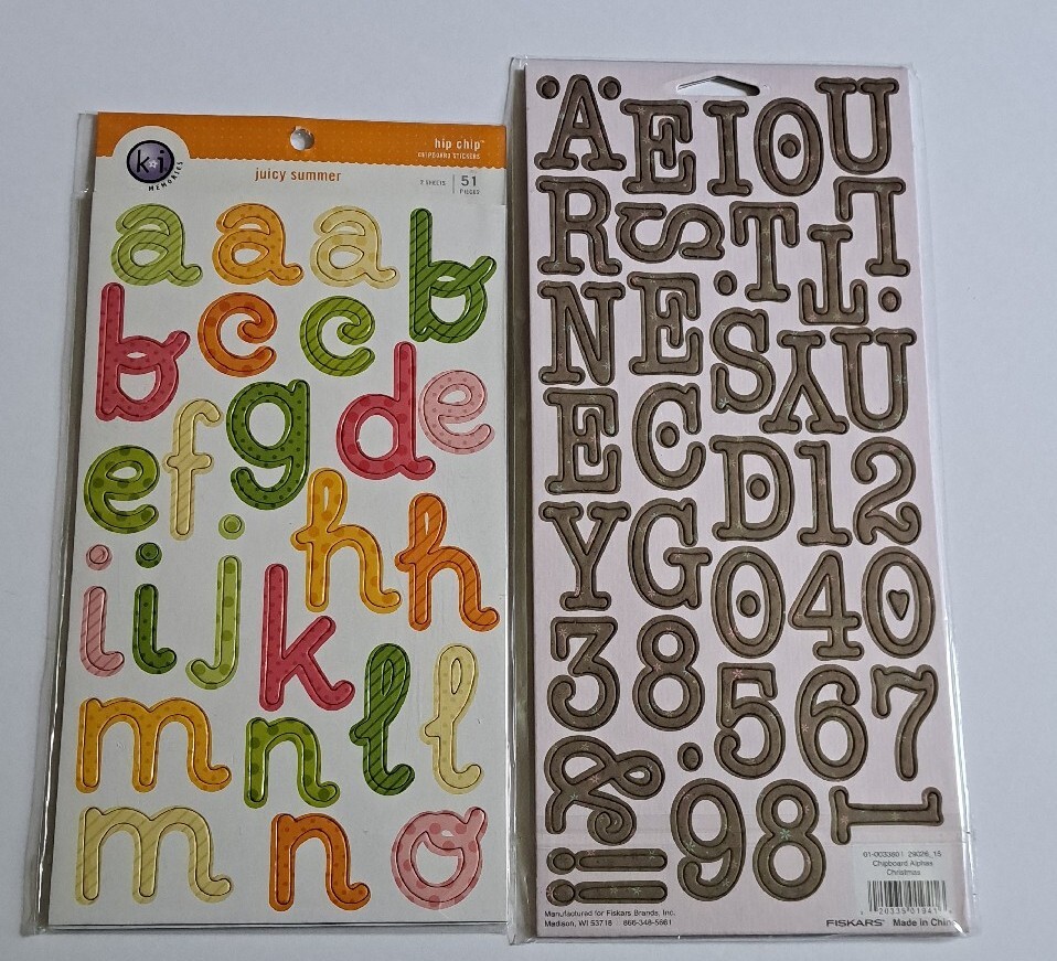 2 New Packages Chipboard Alphabet Scrapbooking Papercraft