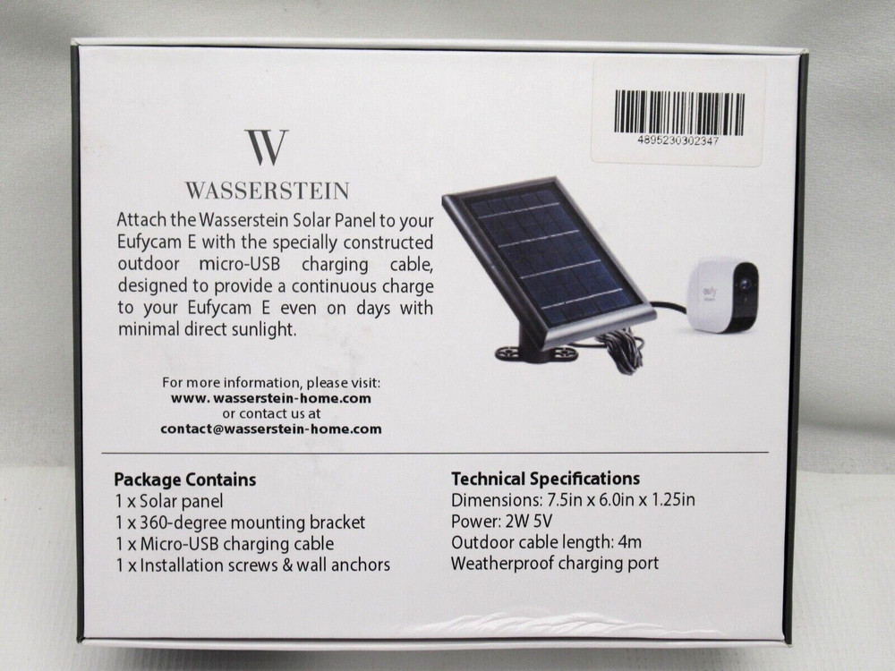 Wasserstein Eufy Cam E Outdoor Smart Security Camera Black Solar panel