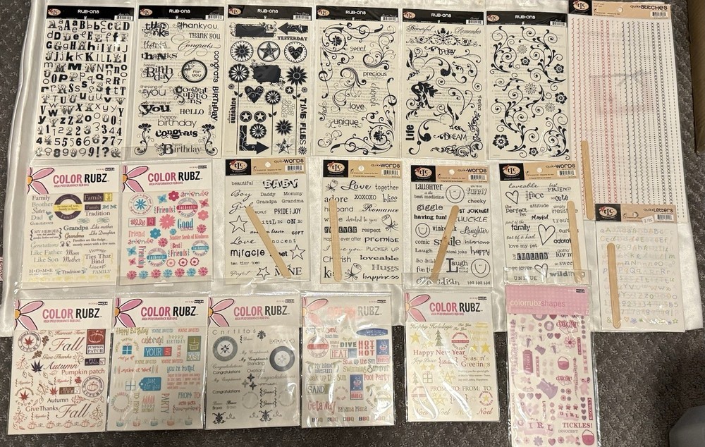 Large 20 Pack Rub-ons Lot