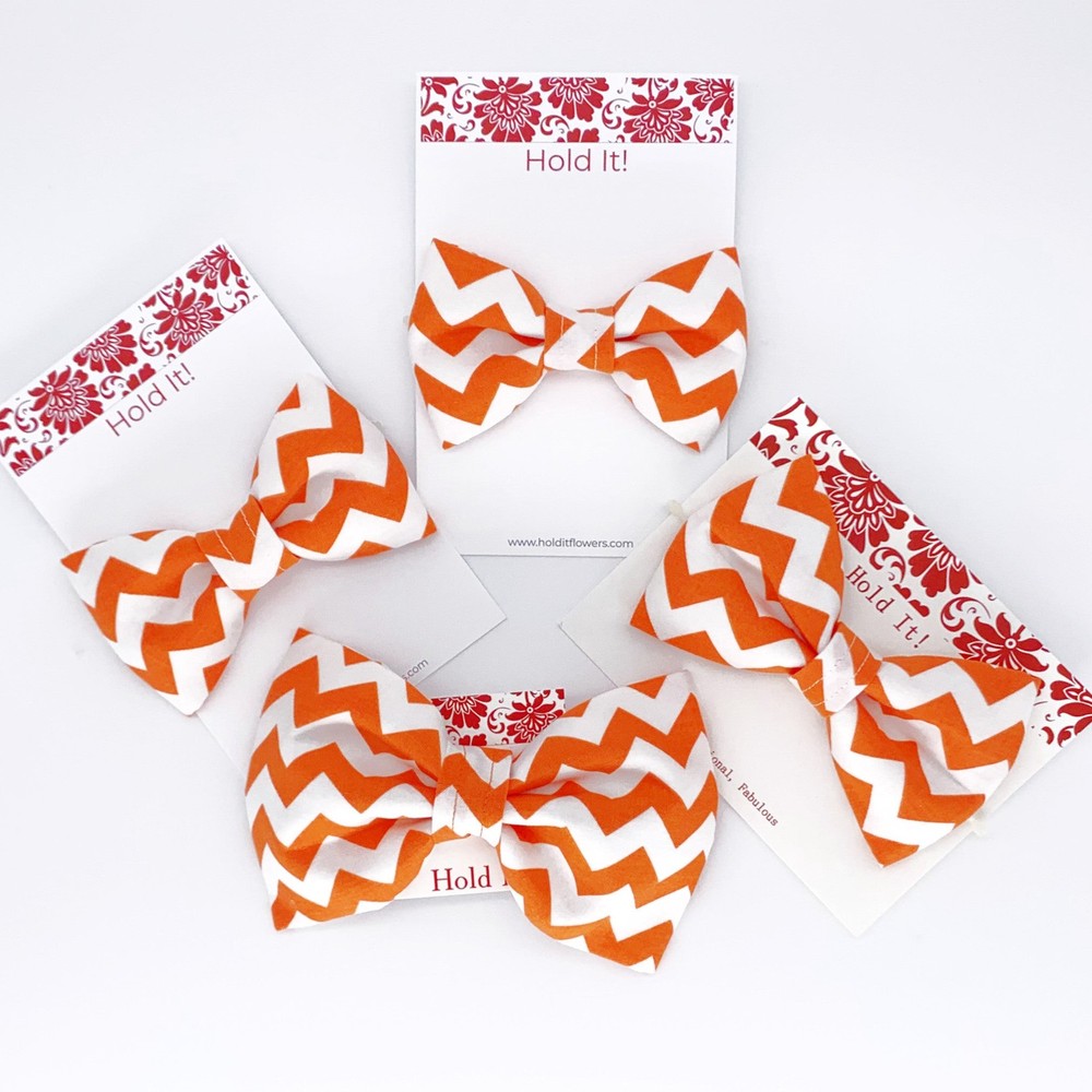 Orange Chevron Pet Bow Tie or Sailor Bow-4 Sizes Available