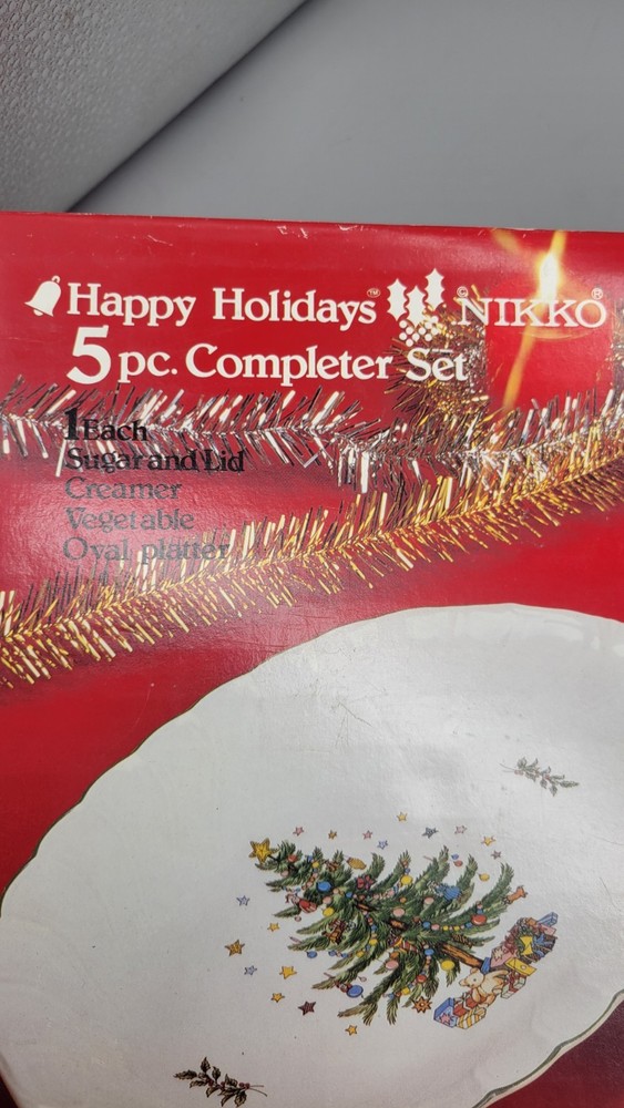 Nikko Happy Holidays 5pc Completer Hostess Set Christmas Tree Serving Tableware