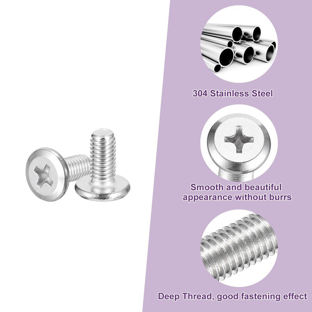M5x10mm Flat Round Head Phillips Head Screw, 10Pcs Phillips Drive Machine Screw