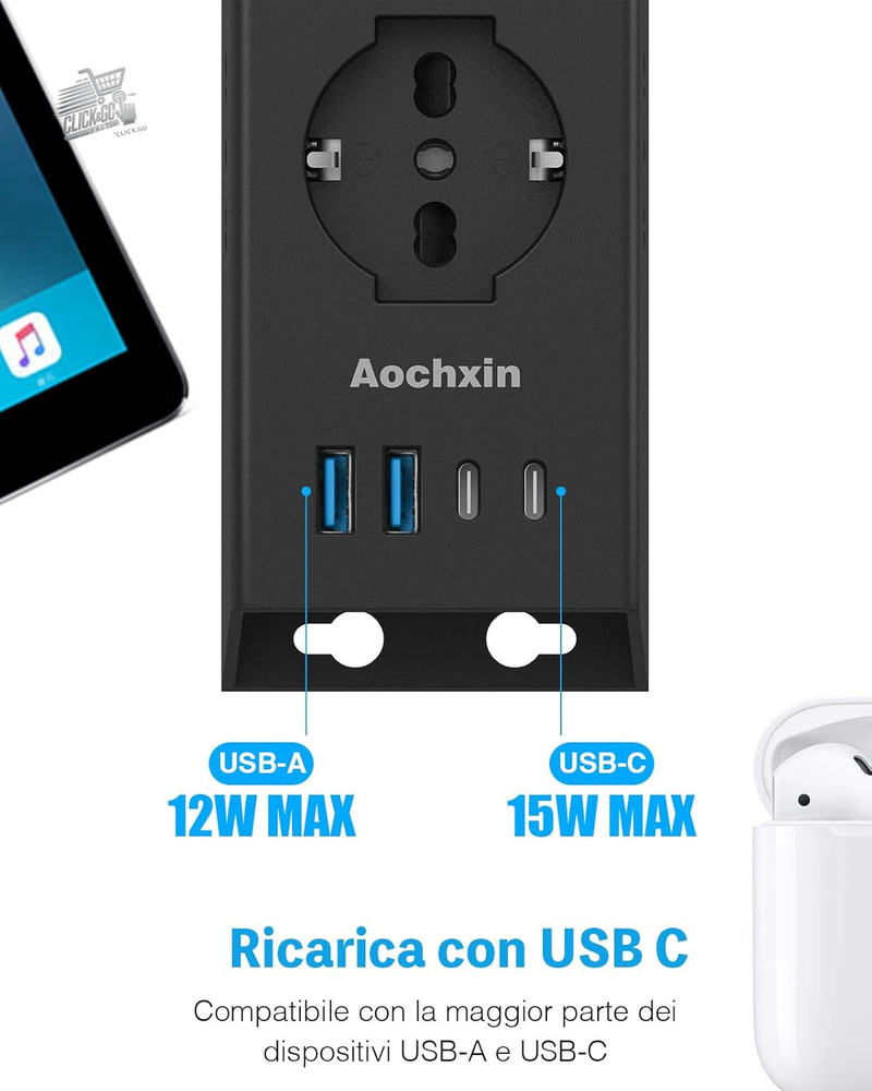 Electrical Multi-Outlet Angle Socket With 2 USB-A, 2 USB-C & 12 Sockets, Slipper Co