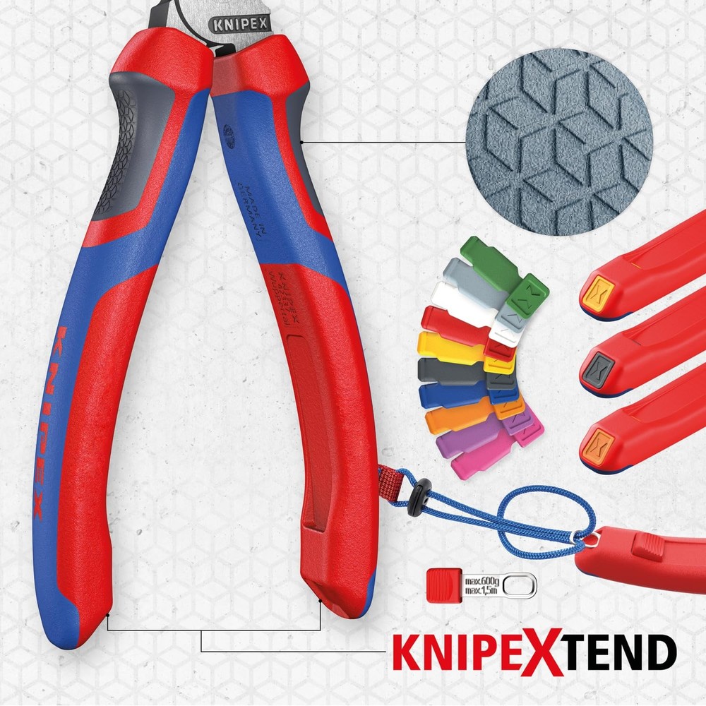 KNIPEX Tools - High Leverage Diagonal Cutters, Multi-Component (7402180) 7.25...