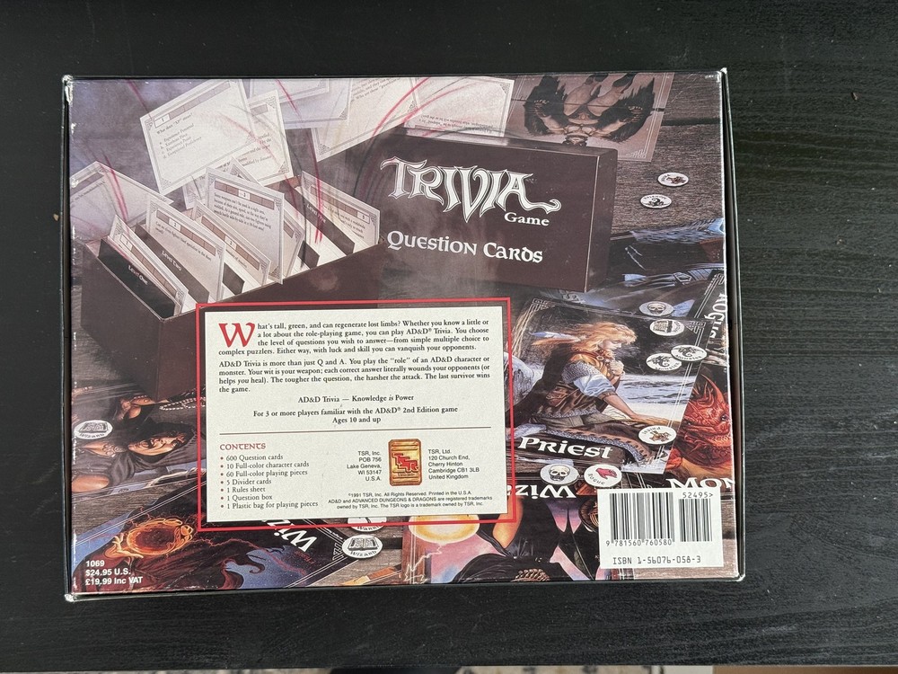 AD&D 2nd edition - Trivia Game - Complete unpunched - 1991