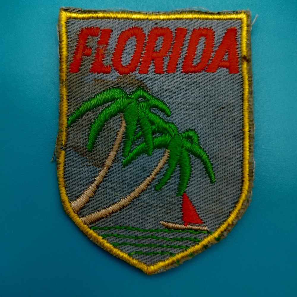 Florida State Emblem Palm Tree Sailboat Vintage Patch