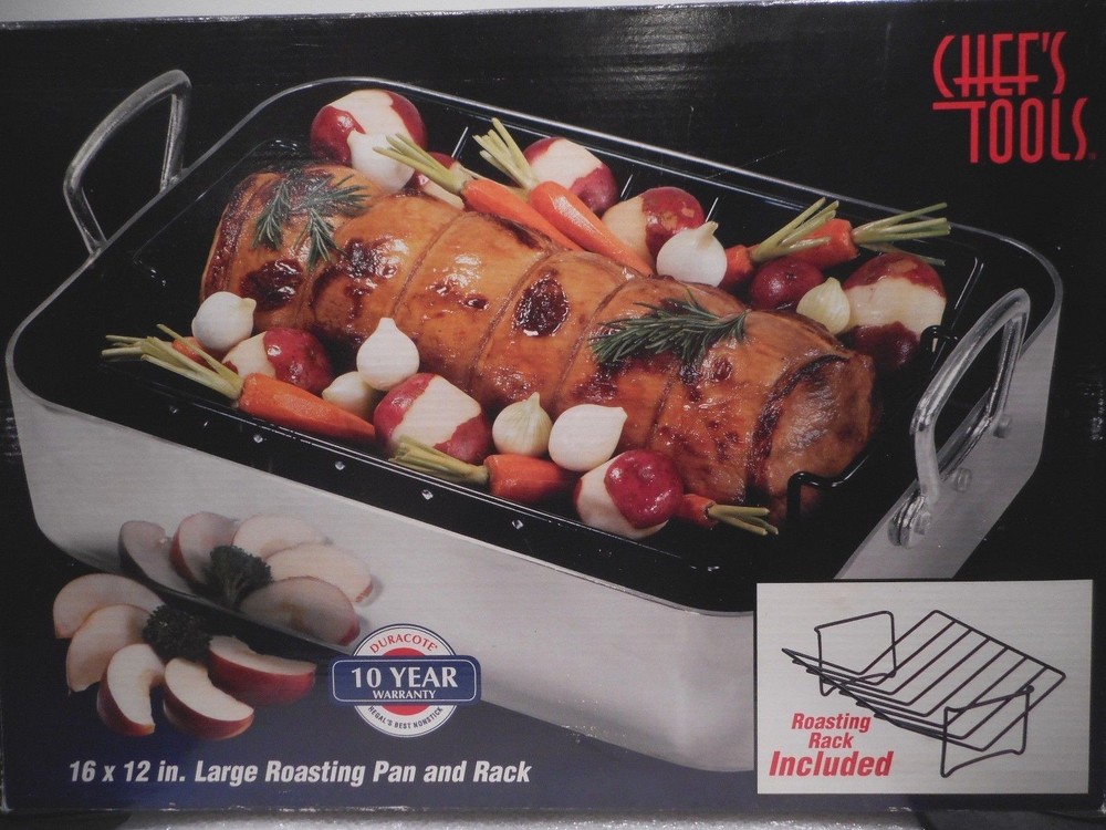 NOS -CHEF'S TOOL / REGAL WARE 16" * 12" Roasting Pan & Rack DUROCOTE