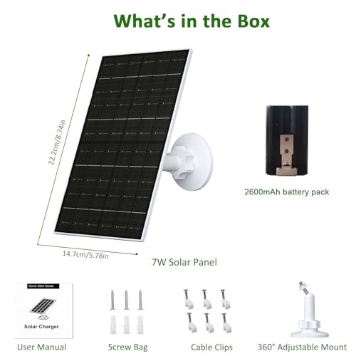 Doorbell Solar Panel Charger, 7W Solar Panel Compatible with Ring Video