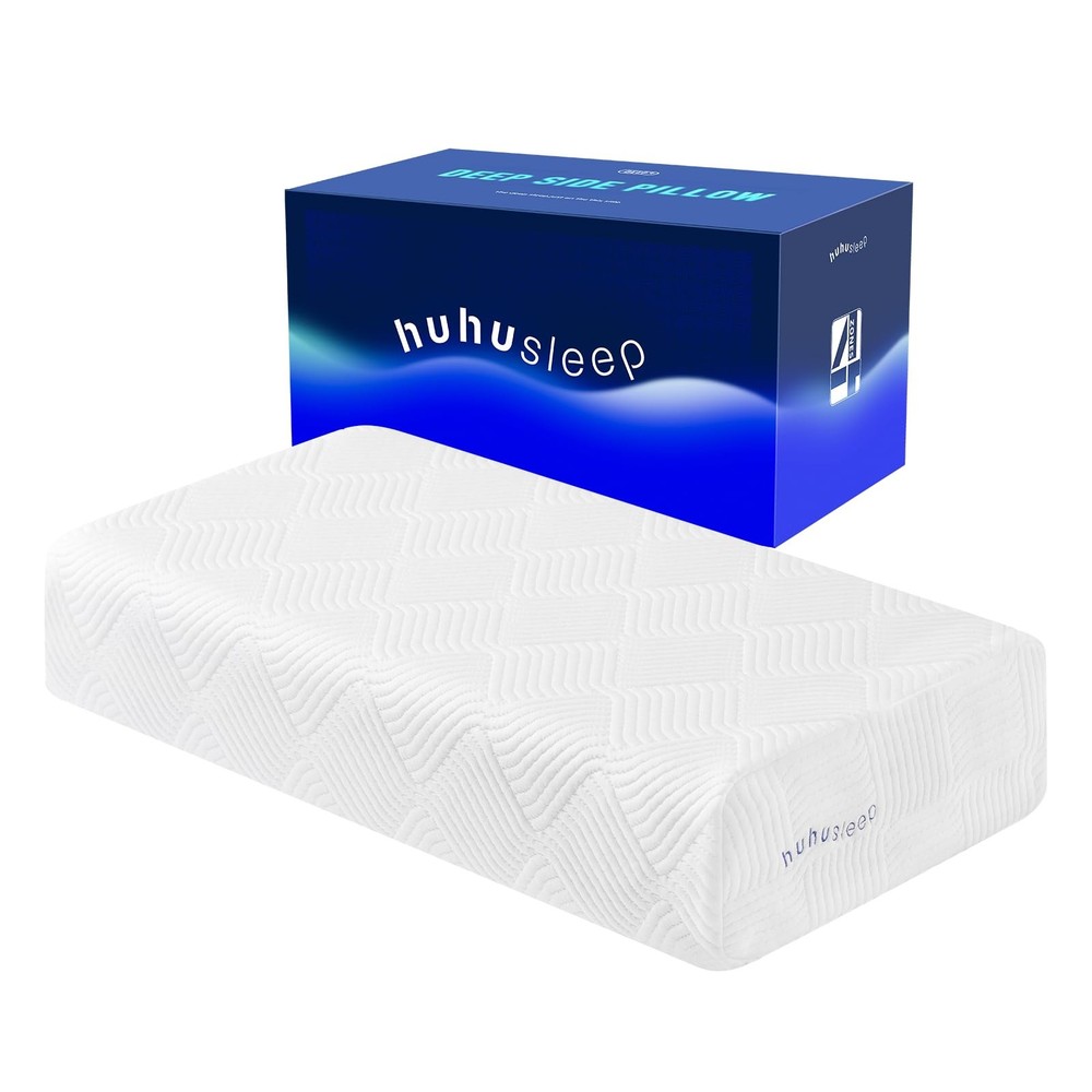 Cube Pillow for Side Sleeper with Firm Layer, Cooling Memory Foam Pillows wit...