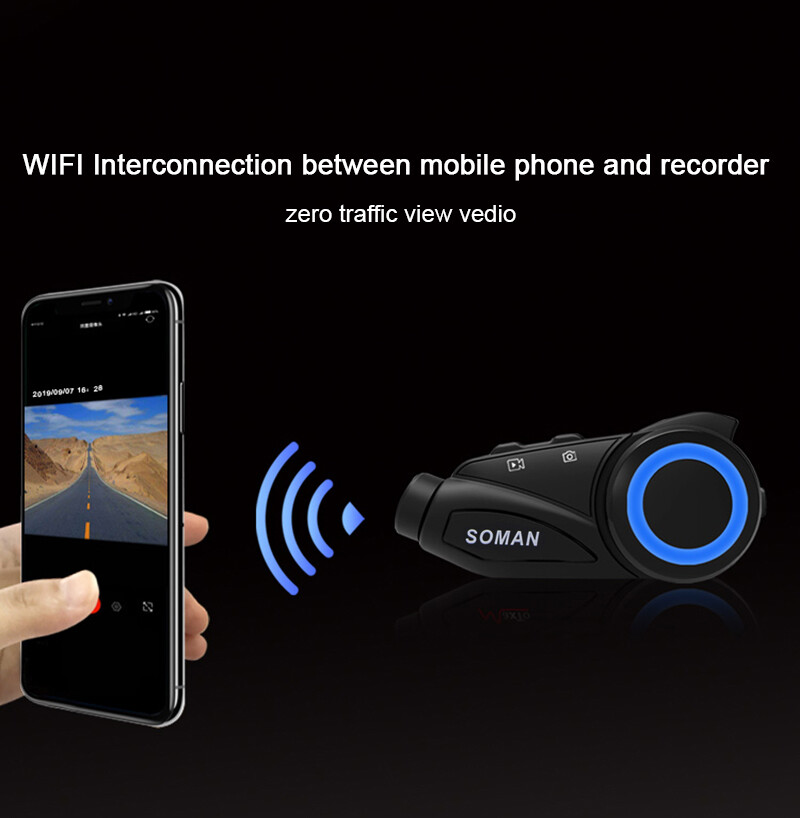 Bluetooth Motorcycle Intercom Headset Communication Camera Helmet Kit 6 Rider