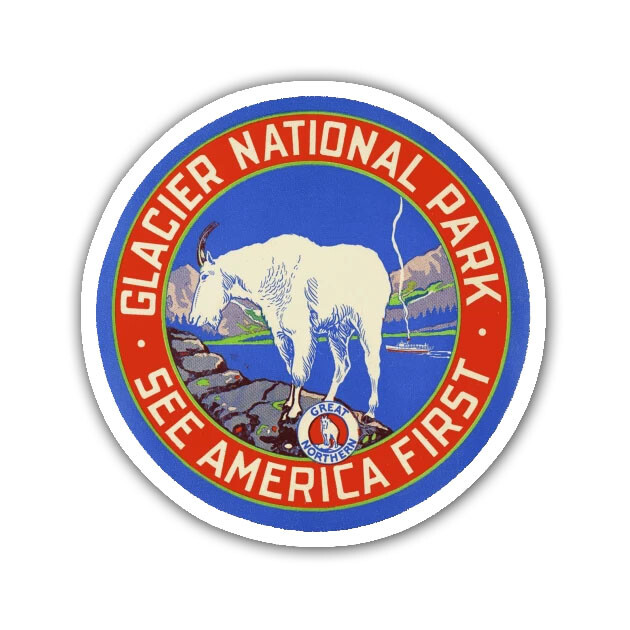 Glacier National Park See America First Vintage Sticker Decal