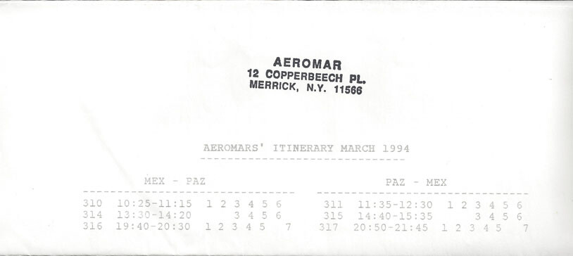 Aeromar system timetable 3/94 [4081]