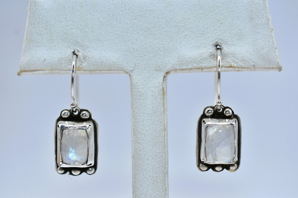 Rainbow Moonstone Sterling Silver Drop/Dangle Earrings by Ryan Schoolfield