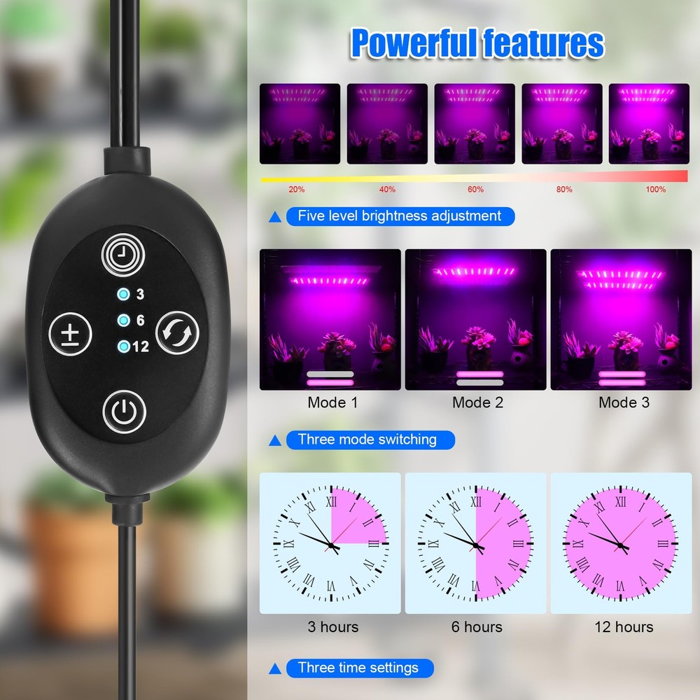 Indoor USB LED Grow Light with Timer for Plant Growth