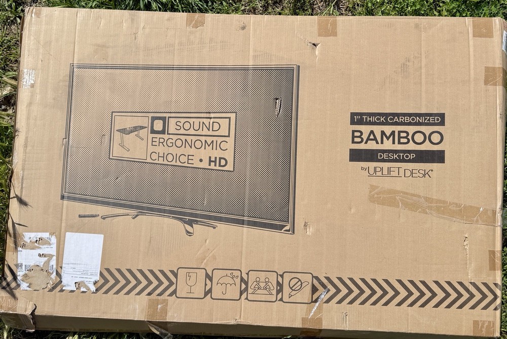 Uplift Desk Bamboo Desktop 48"x30" Rectangular With Grommets 1” Thick