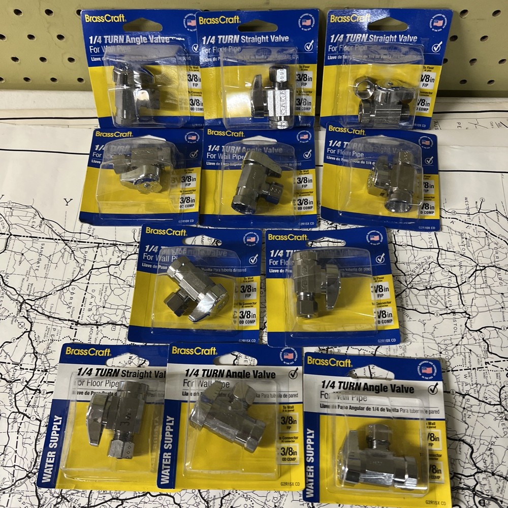 11 BrassCraft G2R10X CD Brass Chrome Turn Straight Valve 3/8 I.D. x 3/8 O.D. in.