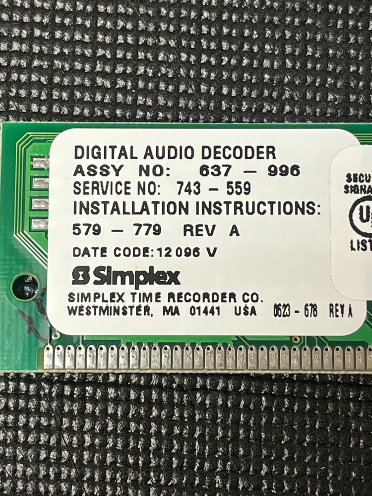 Simplex 4100 637-996 Audio Decoder 566-223 Module