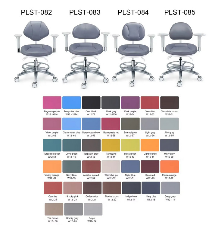 Adjustable Microfiber Leather Microscope Rotated Doctor Chair + Armrest PLST-084