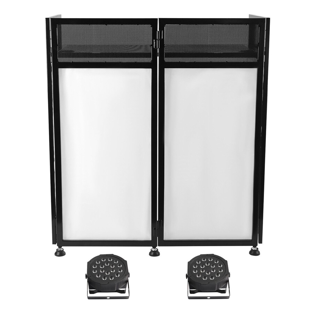 DJ Event Booth Facade with LED Lights, Portable Table & Adjustable Scrims