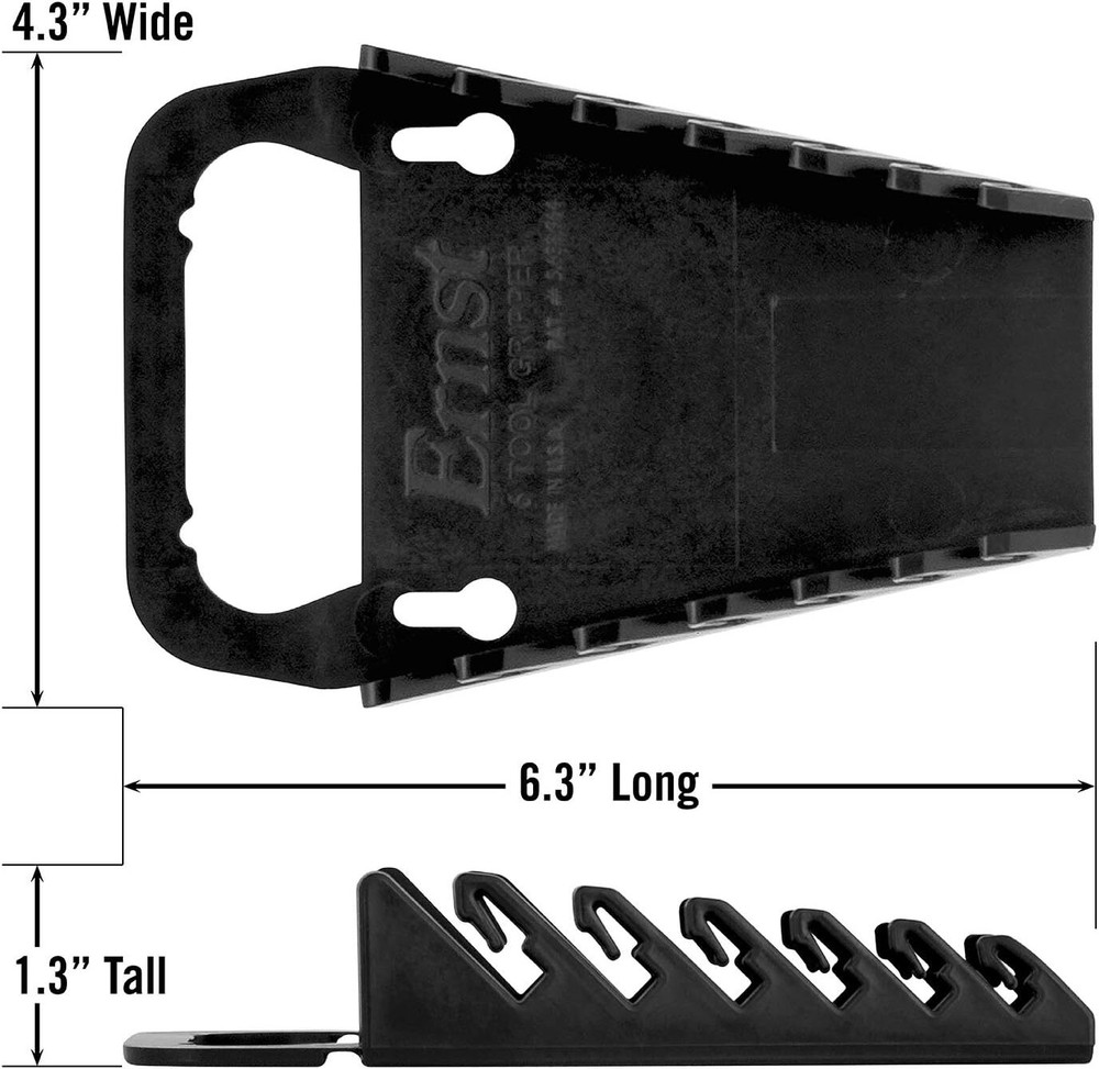 Ernst Manufacturing Gripper Wrench Organizer, 6 Tool, Black