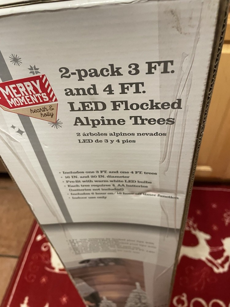 Alpine Trees - 2 pack 3 ft and 4 ft LED Flocked