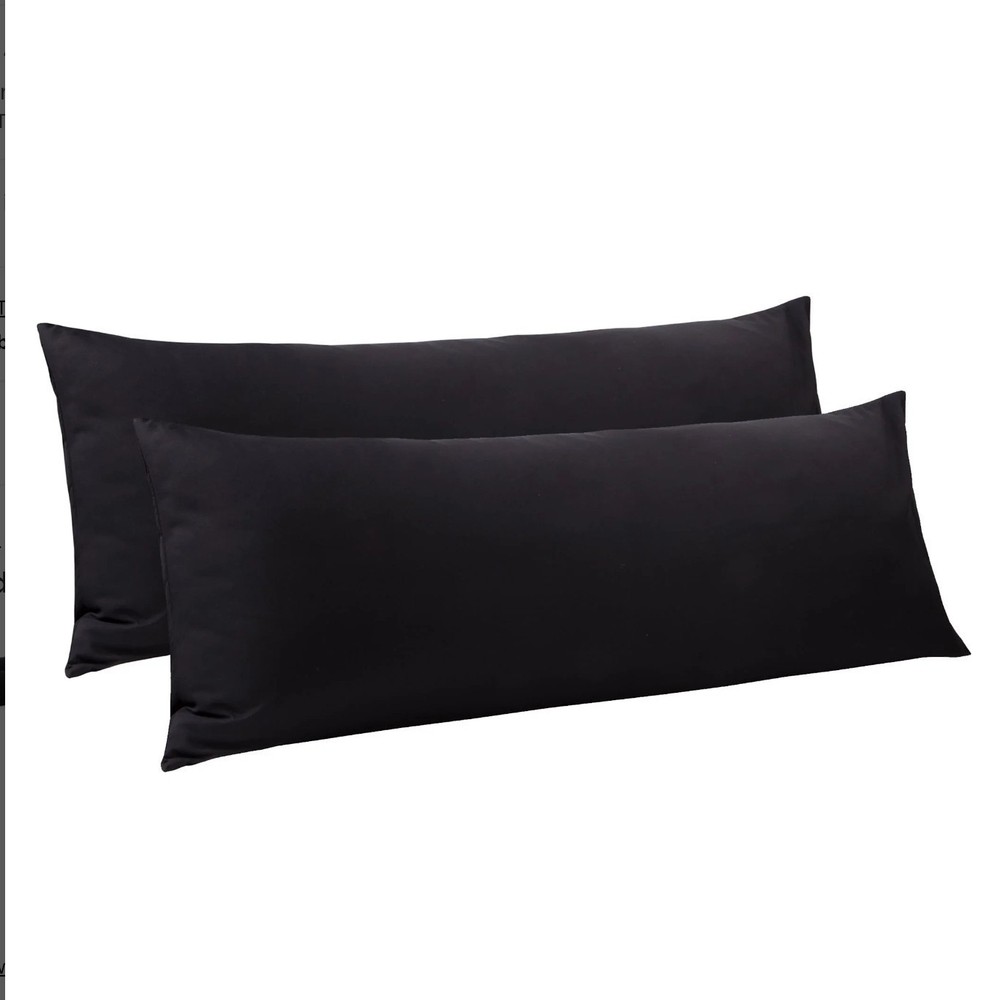 2 Solid Black Body Pillow Cases Pair 20x54 inch Pair (Insert Not Included)