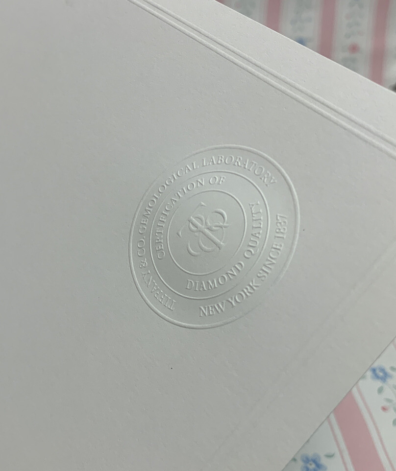 Blank Authentic Tiffany & Co. Diamond Quality Plain Certificate Card