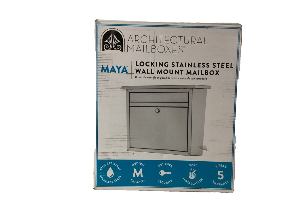 Architectural Mailboxes Maya™ Locking, Wall-Mounted Medium, Stainless Steel