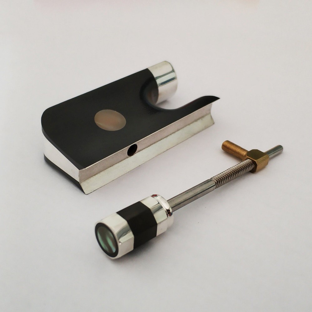 4/4 Cello Ebony Frog Button Abalone Inlaid Silver Fitting Single Eye