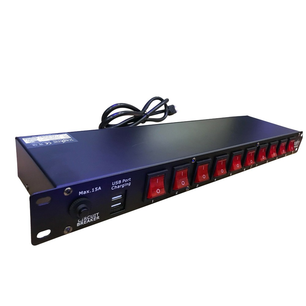 ProX X-PC10USB 10 Plug Rack Mount Power Distribution Switch With 2 USB Charging