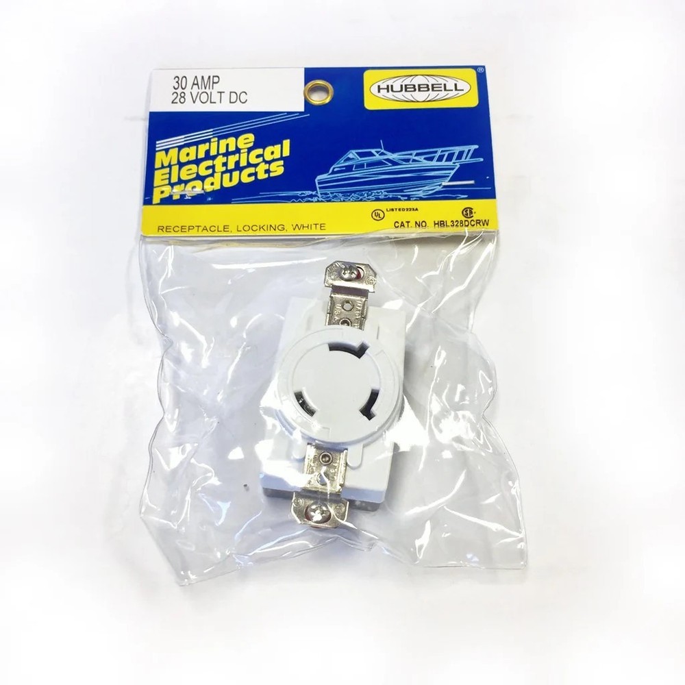 Hubbell White 30 amp Downrigger Receptacle (HBL328DCR)
