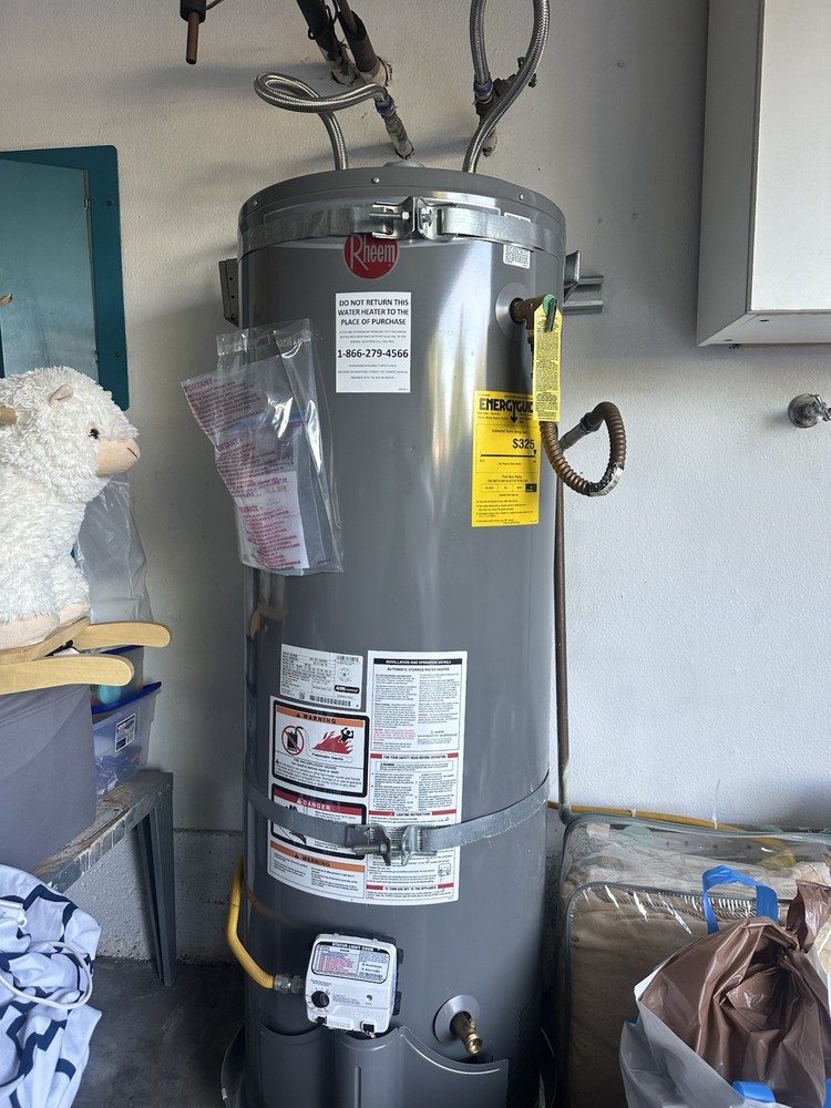 Rheem Gray Gas Indoor Storage Tank Water Heater Top Connection