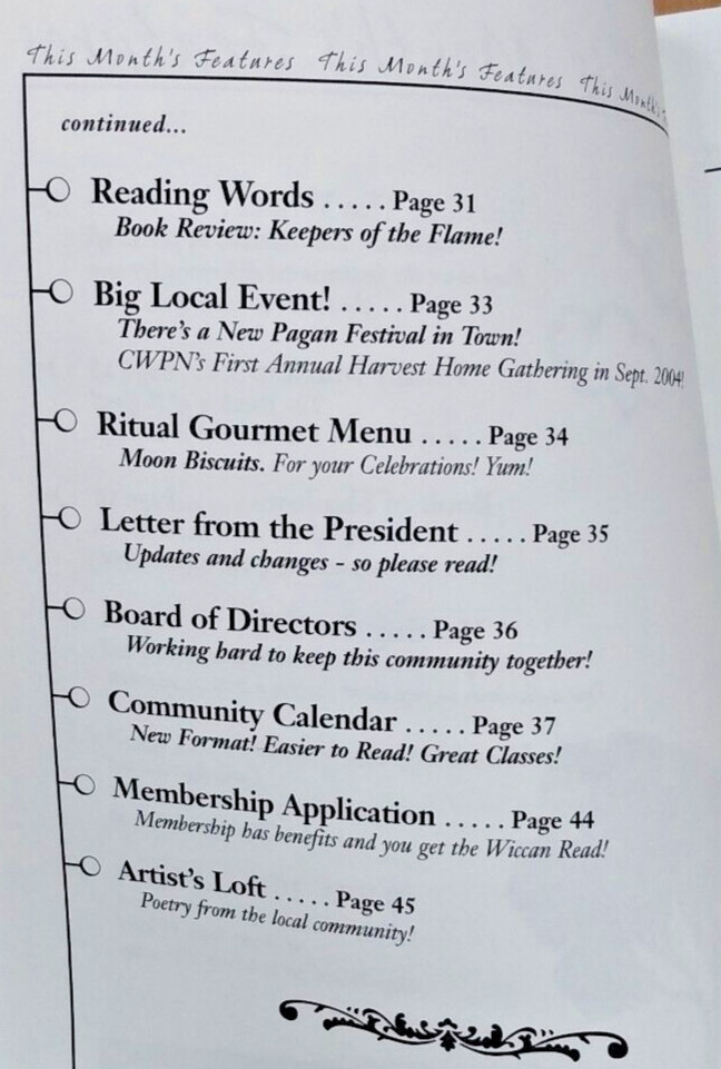 2004 Connecticut Wiccan Pagan Network Quarterly Digest History Articles Ads