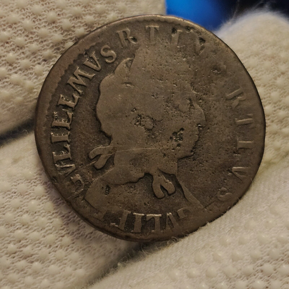 1690's William III Half Penny Double Or Multiple Struck Colonial Error Coin