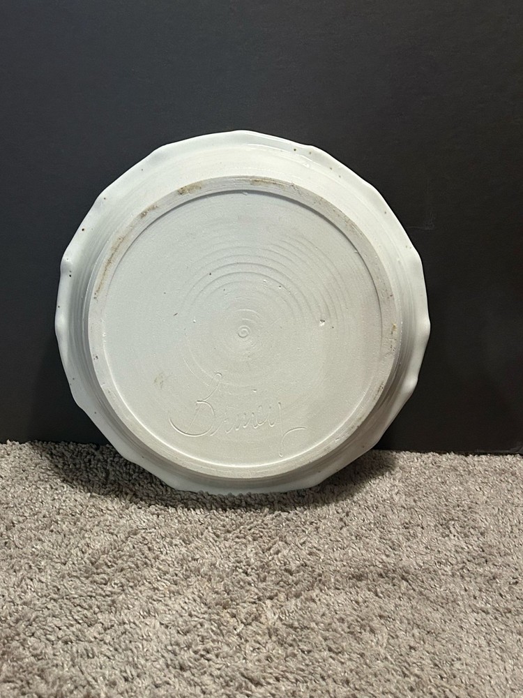 Stoneware Pottery Maple Leaf Design Signed Pie Dish