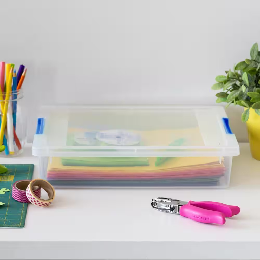 5.5 Qt. Plastic Storage Clip Box, Clear (4-Pack)