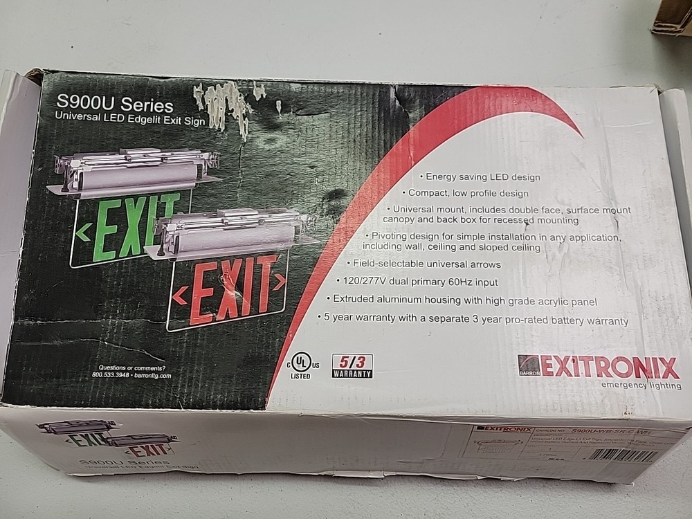 Exitronix S900U-WB-SR-G-WH LED Exit Sign – | Green Letters- ECS