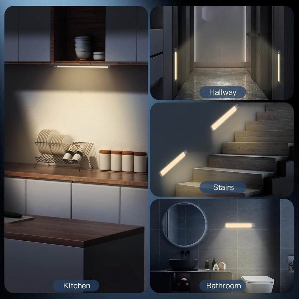 14.7inch Under Cabinet Lighting, 2 Pack Rechargeable Motion Sensor Light Indo...