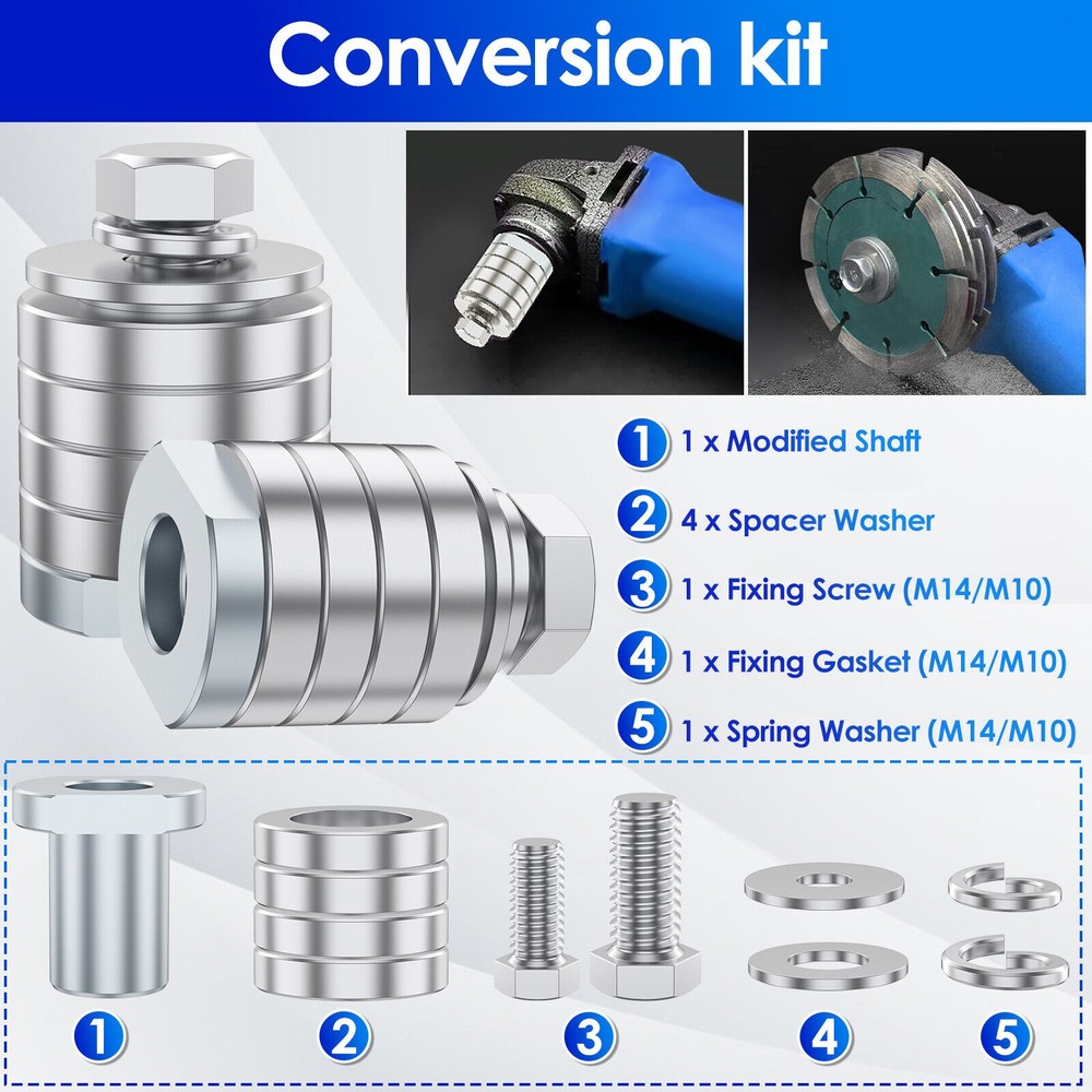 Angle Grinder to Grooving Machine Adapter, M10+M14 Thread Quick Change Adapt