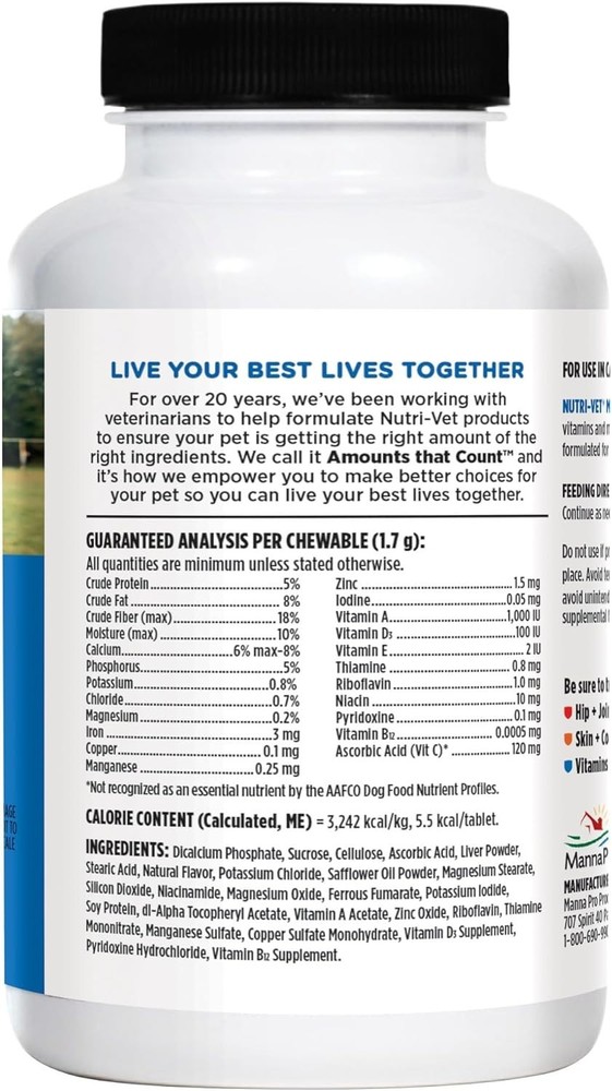 Nutri-Vet Multi-Vite Chewable Vitamins for Strong Bones & Immunity, 120 Count