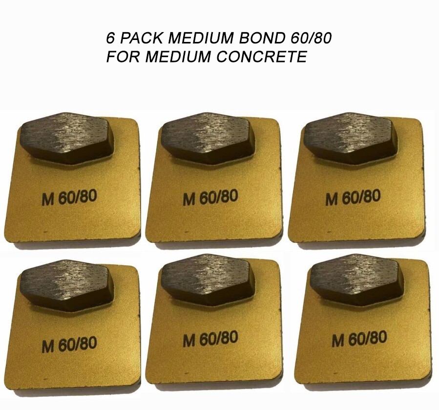 6-Pack! Husqvarna-Compatible Diamond Grinding Disc For Medium-Soft Surface,60/80
