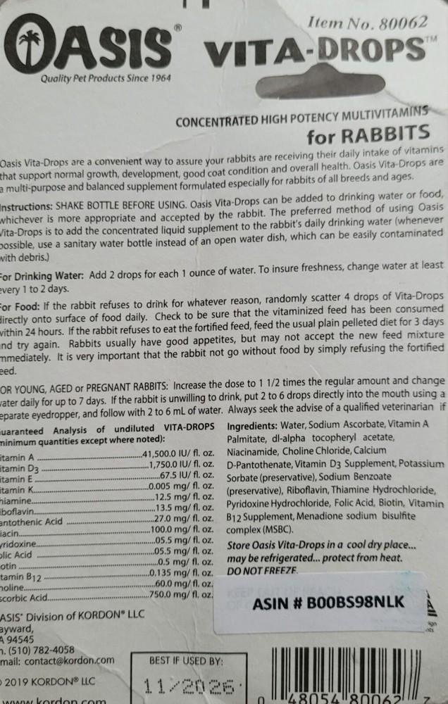 LM Oasis Rabbit Vita Drops