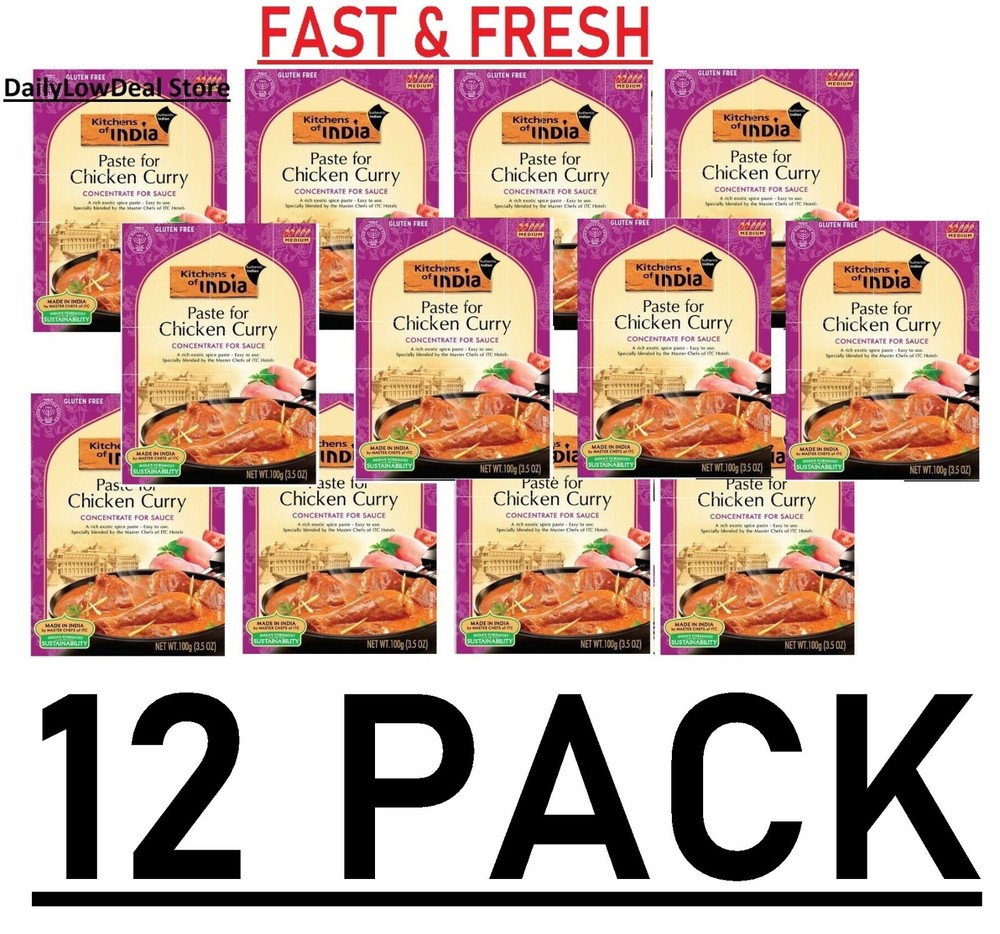 12 PACKS - Kitchens Of India Chicken Curry Paste - Medium 3.5 oz Each