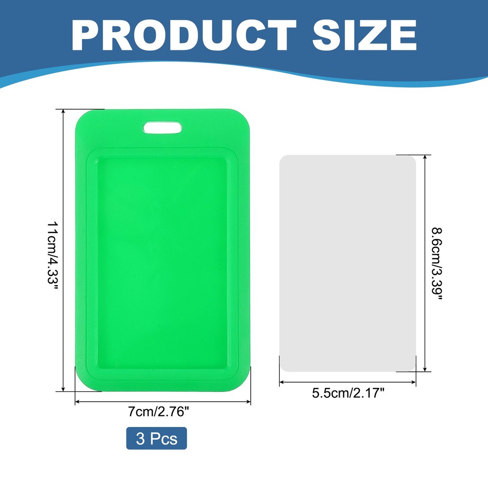 3 Pack Badge Holder, Plastic Vertical ID Protector Clips, Light Green