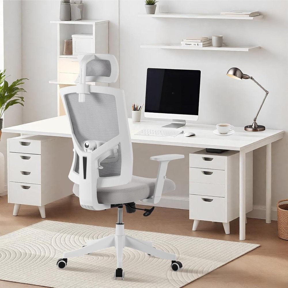 Mesh Office Chair with Adjustable Headrest Support High Back Computer Desk Chair