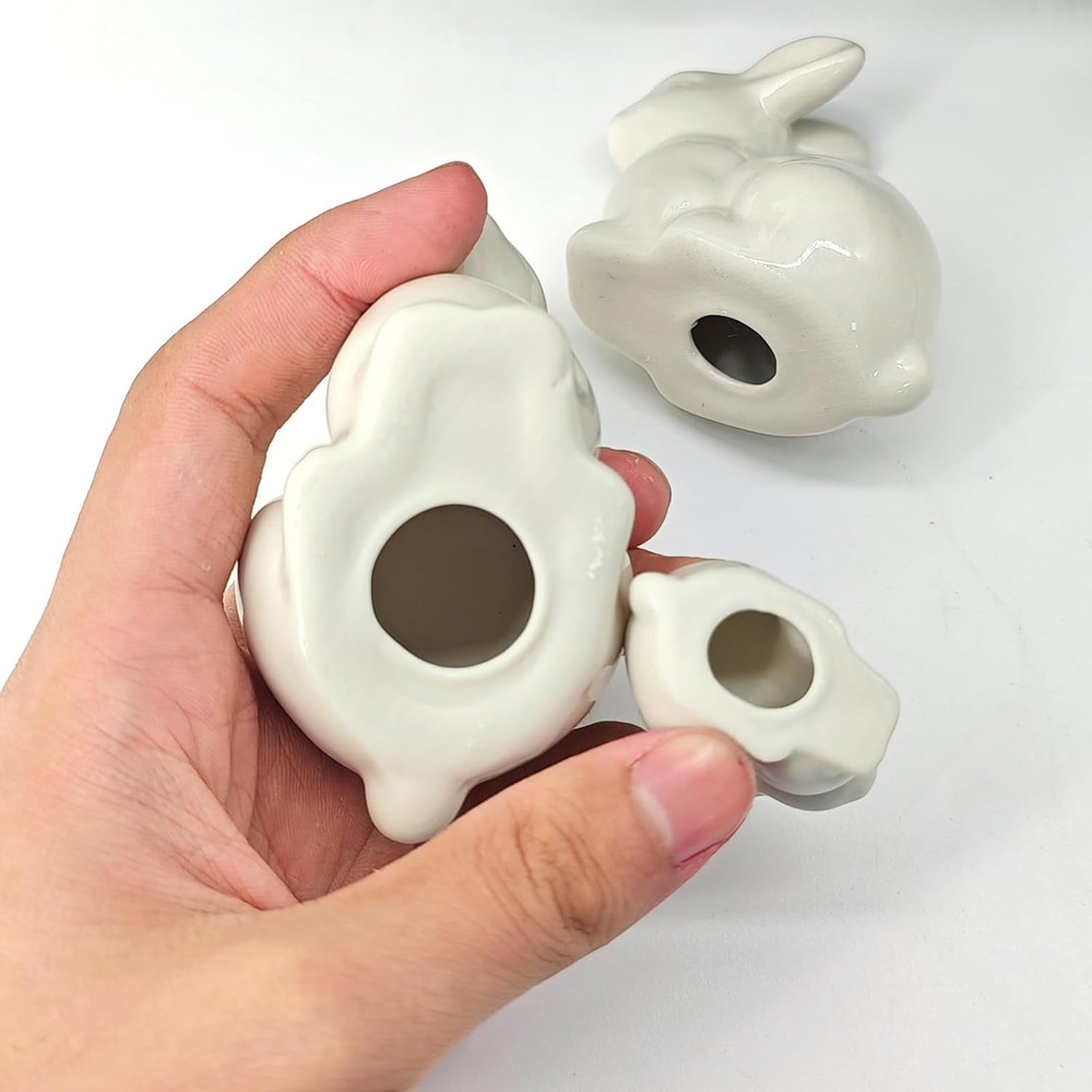Easter Table Decorations,3Pcs Ceramic Bunny Figurine Easter Spring Decorative Mo